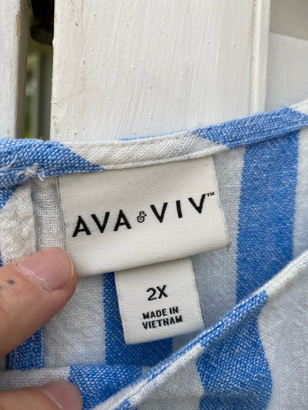 Ava & Viv Blue and White Striped Limen blend Sundress - Picture 2 of 4